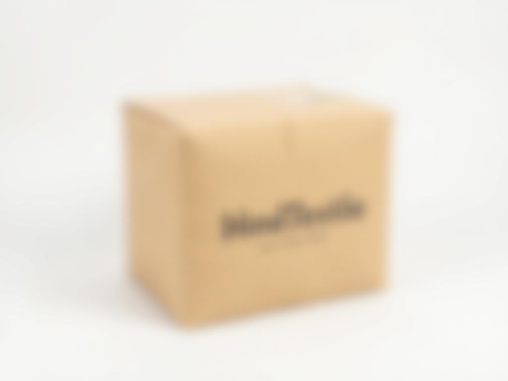 Eco-friendly kraft packaging with HindTextile logo