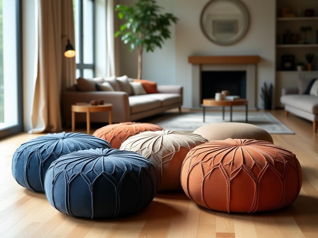 Decorative poufs in a living space