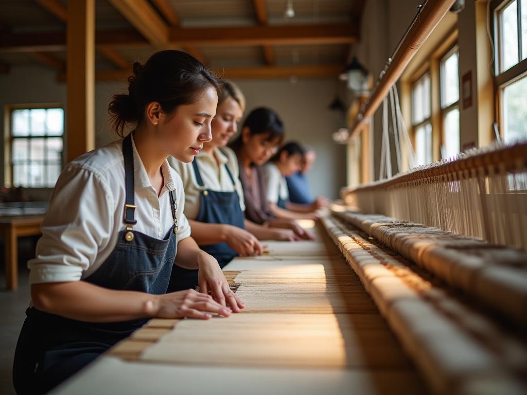 Artisans collaborating in HindTextile factory